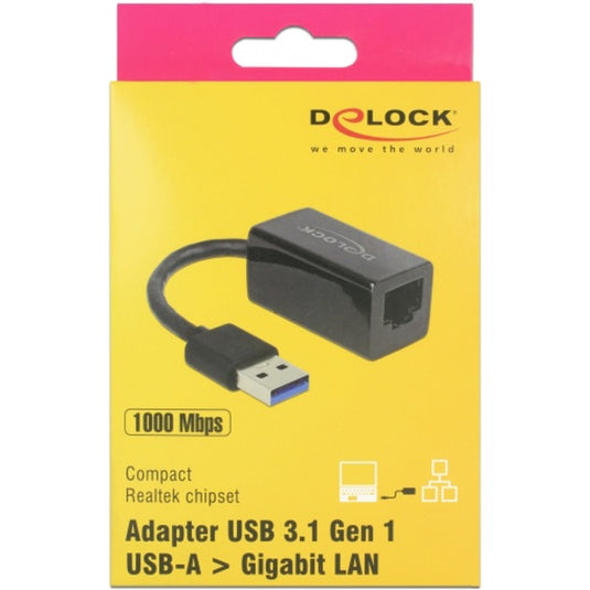 Delock usb-a 3.2 gen 1 naar rj-45 gigabit lan adapter (zwart, 10 100 1000 mbps)
