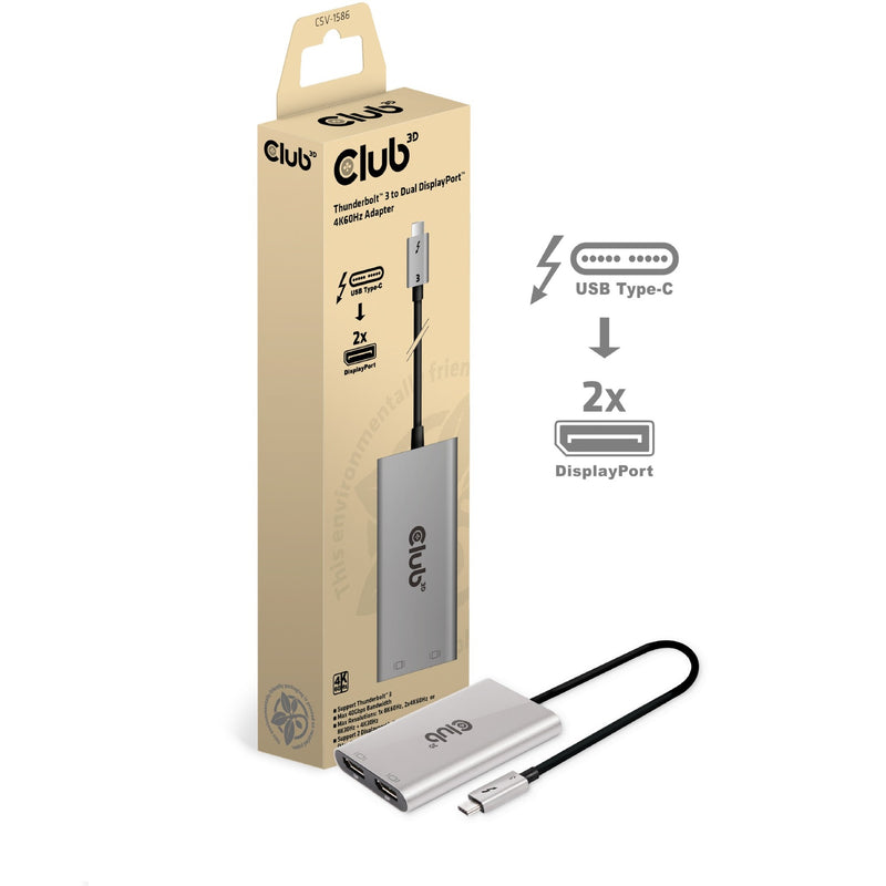 Load image into Gallery viewer, Club 3d thunderbolt 3 naar 2x displayport splitter
