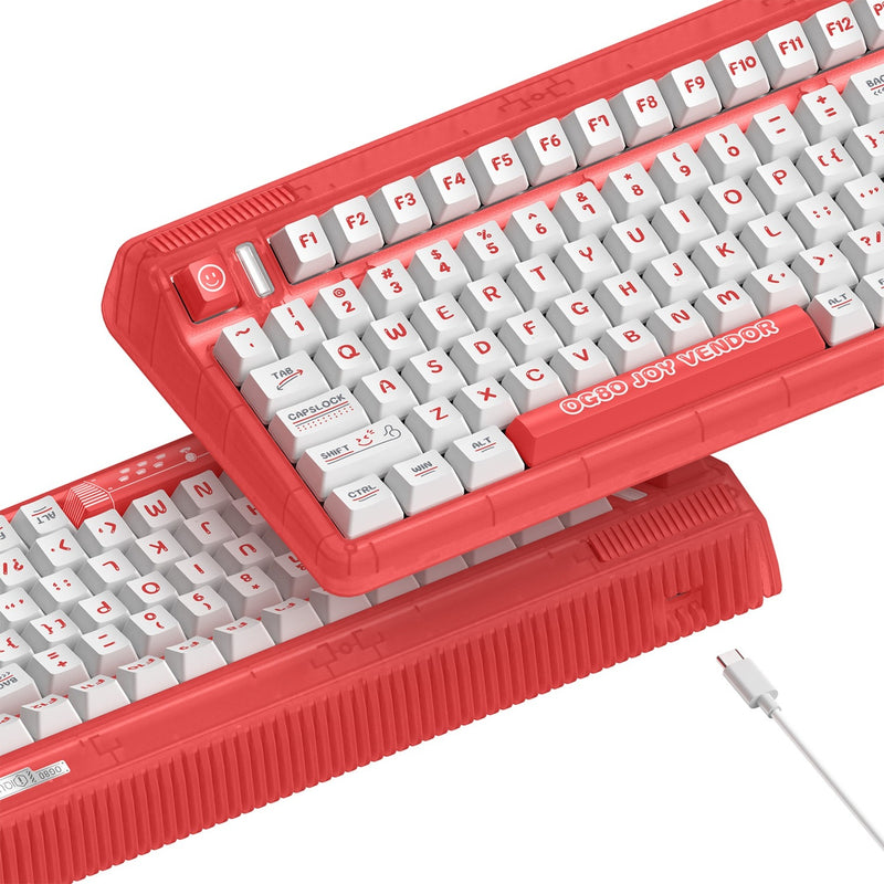 Load image into Gallery viewer, Iqunix og80 joy vendor wireless mechanical keyboard, gaming toetsenbord (grijs wit, us lay-out, cherry mx brown, rgb leds, 80% (tkl), hot-swappable, pbt, 2.4ghz | bluetooth 5.1 | usb-c)
