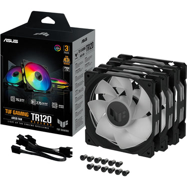 Asus tuf gaming tr120 argb reverse case fans (zwart, 3 stuks, 120 x 120 x 28 mm)