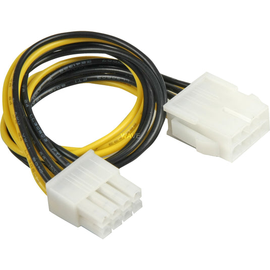 Goobay 8-pin eps verlengkabel (zwart geel, 0,28 meter)