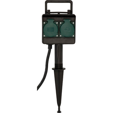 Brennenstuhl tuincontactdoos met aardspies 1154450 stekkerdoos (zwart, 10 meter, ip44)