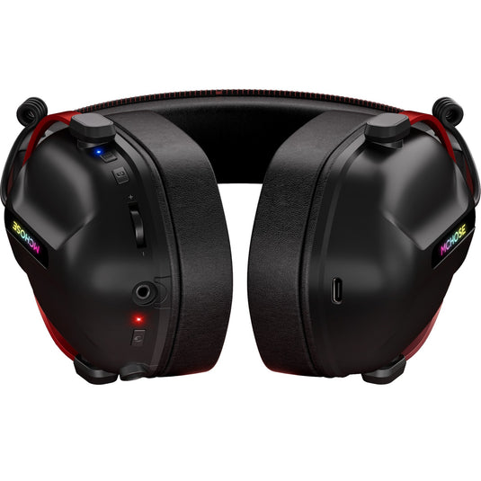 Mchose s9 pro wireless over-ear gaming headset (zwart rood, pc laptop playstation switch smartphone, 2.4g bluetooth wired type-c )