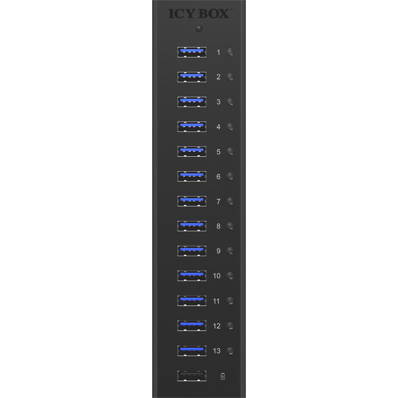 Load image into Gallery viewer, Icy box ib-ac6113 usb-hub (zwart, 13x usb 3.0, 1x usb oplaadpoort)
