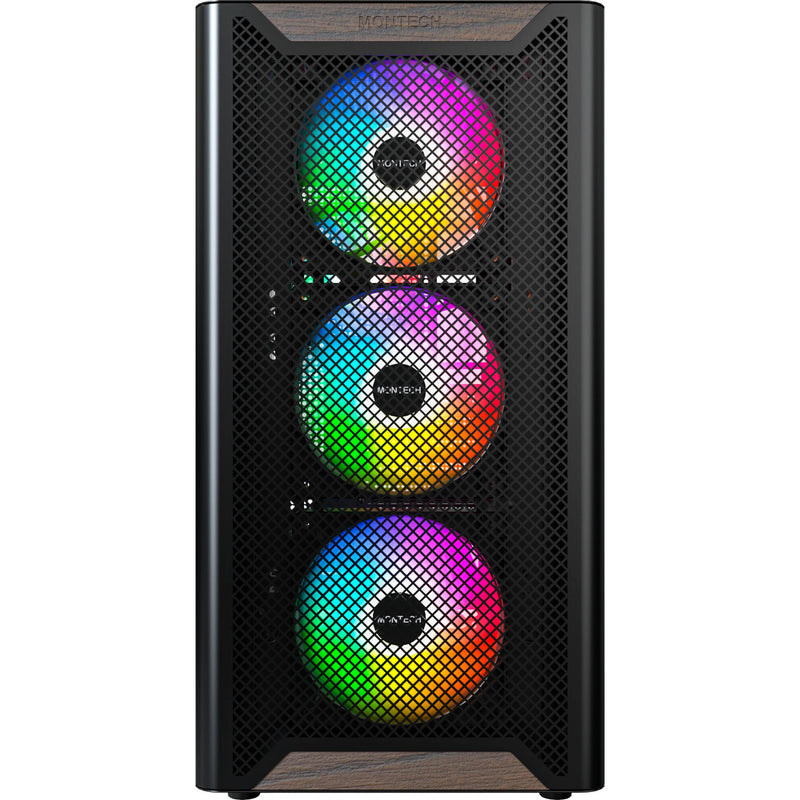 Load image into Gallery viewer, Montech xr wood midi tower behuizing (zwart | 1x usb-a | 1x usb-c | rgb | window)
