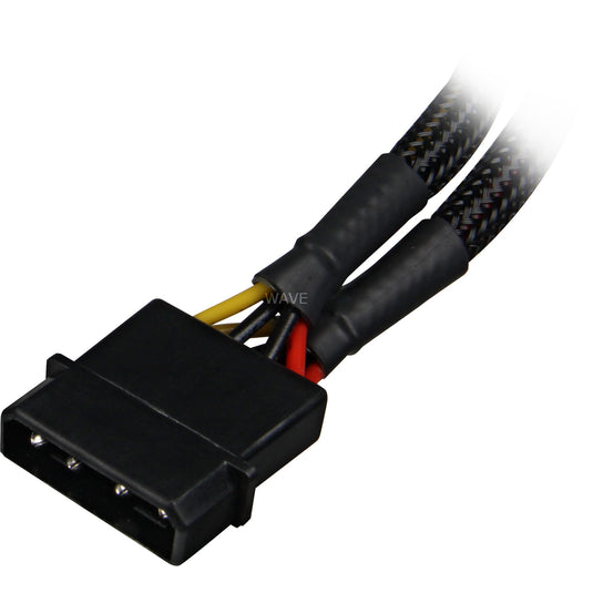 Sharkoon y- stroomadapter 4p molex, 0,15m splitterkabel (zwart)