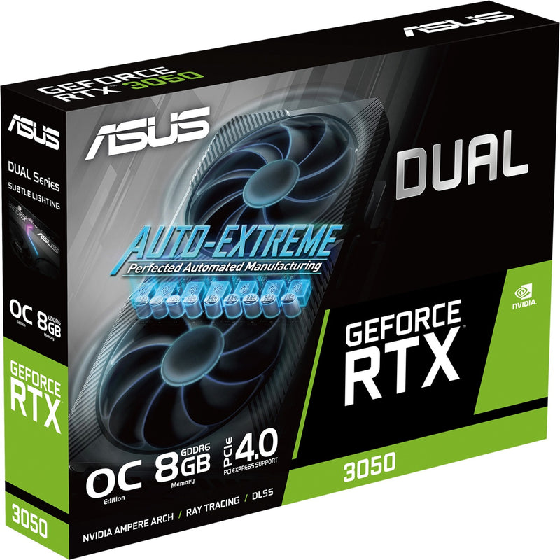Load image into Gallery viewer, Asus geforce rtx 3050 dual v2 8gb gddr6 grafische kaart (lite hash rate, 1x displayport, 1x hdmi 2.1, dvi-d)
