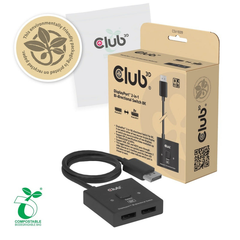 Load image into Gallery viewer, Club 3d 2-in-1 bidirectionele displayport switch (zwart, 8k)
