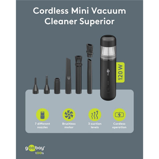 Goobay cordless mini vacuum cleaner superior handstofzuiger (zwart)