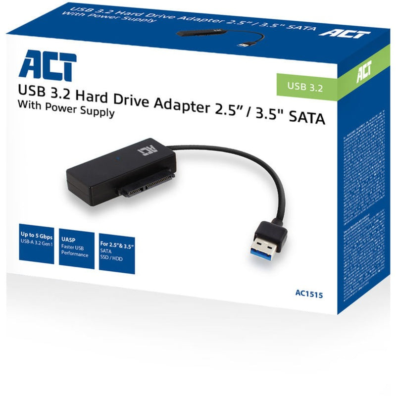Load image into Gallery viewer, Act connectivity usb 3.2 gen1 naar 2,5 3,5 inch sata adapterkabel voor ssd hdd (zwart, usb 3.2 (5 gbit s))

