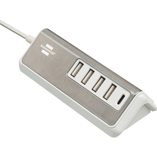 Brennenstuhl estilo meervoudige usb-lader (wit roestvrij staal)