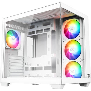 Xyz pc gear tesseract x midi tower behuizing (wit | 2x usb-a | 1x usb-c | tempered glass)