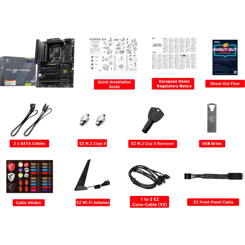 Load image into Gallery viewer, Msi mag z890 tomahawk wifi socket 1851 moederbord (zwart geel, raid, 5gb-lan, wi-fi 7, bt, sound, atx)
