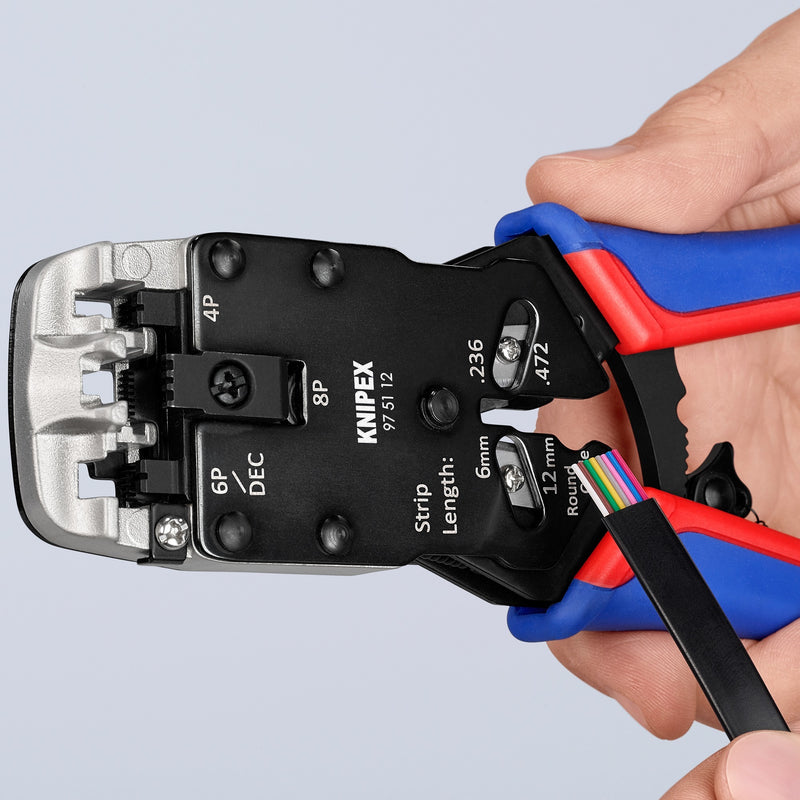 Load image into Gallery viewer, Knipex krimptang 97 51 12 sb (blauw rood, rj-10, rj-11 12 en rj-45)
