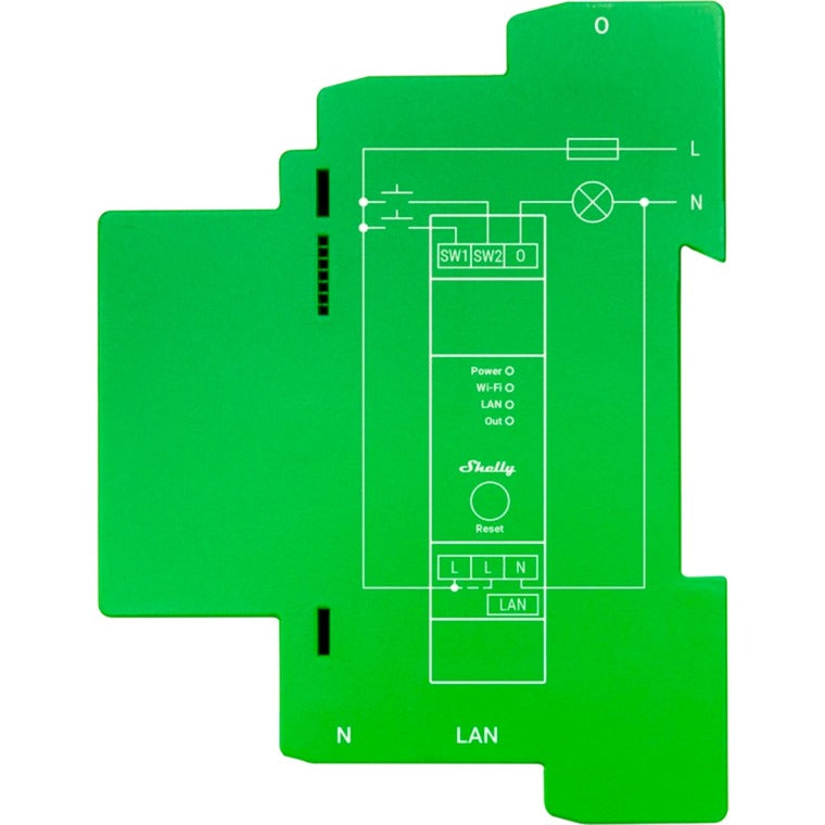 Load image into Gallery viewer, Shelly pro dimmer 1pm relais (groen, 1-kanaals, wifi, lan, bluetooth)
