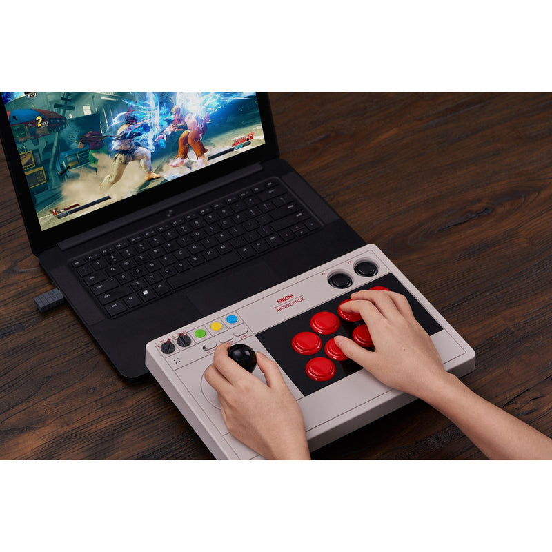 Load image into Gallery viewer, 8bitdo arcade stick joystick (grijs, switch 1, switch 2, pc, bluetooth 2.4g usb-c)
