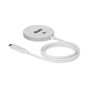 Club 3d cac-3026 qi2 25w draadloze oplader (wit, 1x usb-c, qi-gecertificeerd, magsafe-compatibel, magnetisch pad)