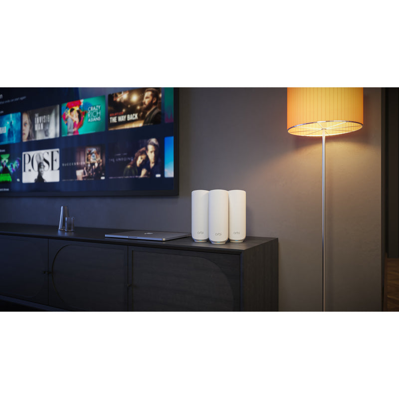 Load image into Gallery viewer, Netgear orbi 370 wifi mesh systeem, dual-band wifi 7-mesh systeem, 3 stuks mesh router (wit, 1x orbi wifi 7-router (rbe371), 2x orbi wifi 7-satellieten (rbe370))
