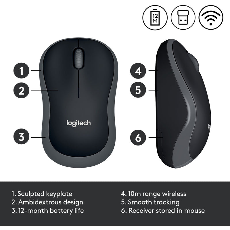 Load image into Gallery viewer, Logitech wireless mouse m185 (grijs, retail)
