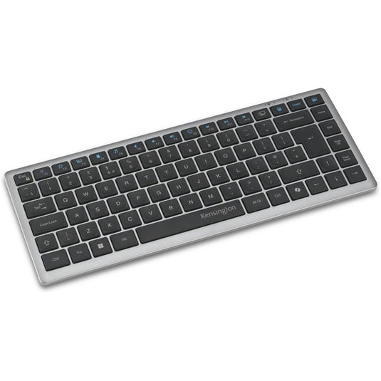 Kensington kb435 eq rechargeable multi-device compact keyboard (grijs, us-international lay-out (qwerty), scissor switches, 80% (tkl), usb, 2,4 ghz, bluetooth 5.4)