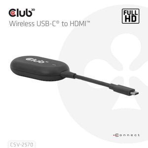 Club 3d wireless usb-c to hdmi transmitter and receiver adapter (zwart)