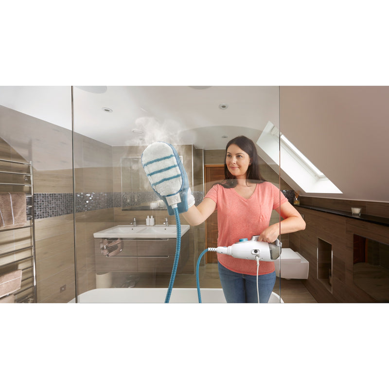 Load image into Gallery viewer, Black+decker 1600w steam-mop bhsm1615dam-qs stoomreiniger (wit blauw, incl. steamitt, deltavoet en 17 accessoires)
