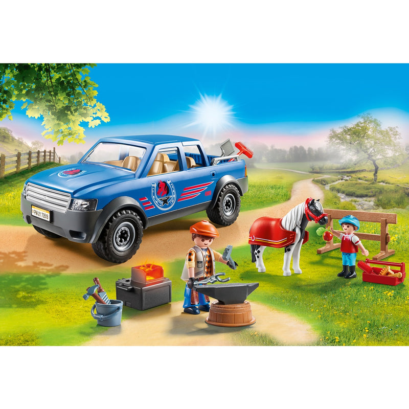Load image into Gallery viewer, Playmobil country - mobiele hoefsmid constructiespeelgoed (70518)
