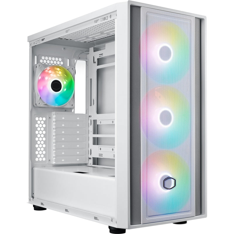 Load image into Gallery viewer, Cooler master masterbox 600 midi tower behuizing (wit | 2x usb-a | 1x usb-c | rgb | tempered glass)
