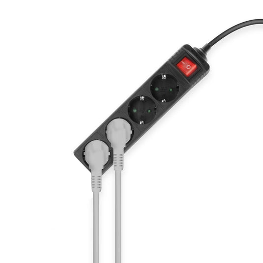 Act connectivity act stekkerdoos met lichtgevende schakelaar, 4 sockets, 2 m, zwart ac2440