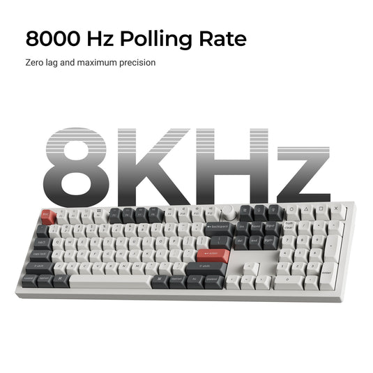 Keychron q6 ultra-p1 8k wireless custom mechanical keyboard (wit, us lay-out (qwerty), silk pom red, 100%, rgb, hot swap, 8k, 2.4 ghz bluetooth 5.2 usb-c)