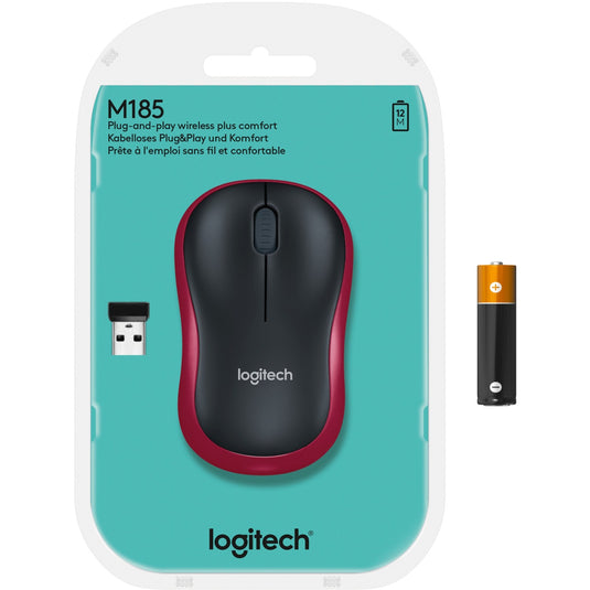 Logitech wireless mouse m185 (rood, retail)