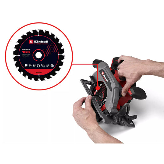 Einhell professional accu handcirkelzaag tp-cs 18 165 li bl - solo (rood zwart, power x-change, accu en oplader niet inbegrepen)