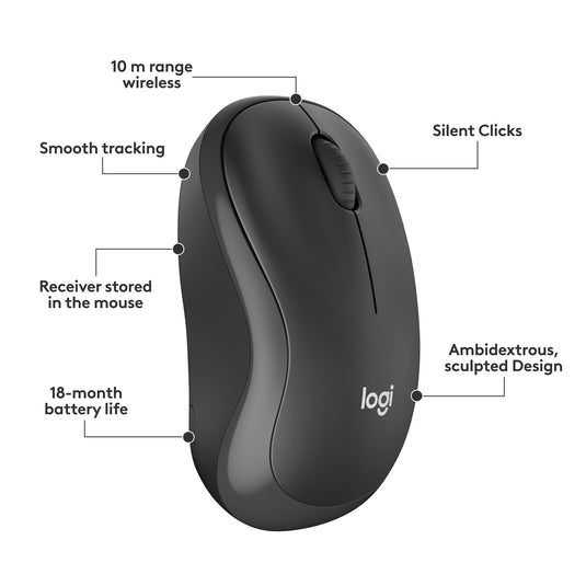 Logitech mk295 silent wireless keyboard and mouse combo desktopset (zwart, us-international lay-out (qwerty), 100%)