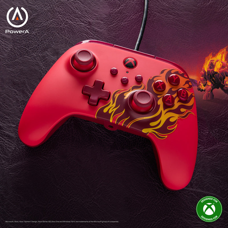 Load image into Gallery viewer, Powera advantage controller met kabel voor de xbox series x|s - rood vuur (rood, xbox series x|s, xbox one, pc)
