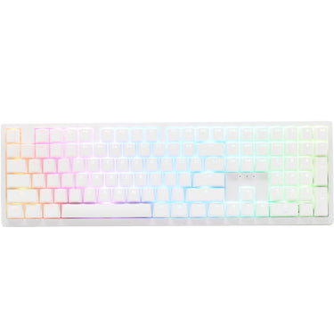 Ducky zero 6108 pure white rgb mechanisch gaming toetsenbord (wit, us lay-out (qwerty), cherry mx2a red, 100%, rgb leds, double-shot pbt, hot swap, 2.4ghz | bluetooth | usb-c)