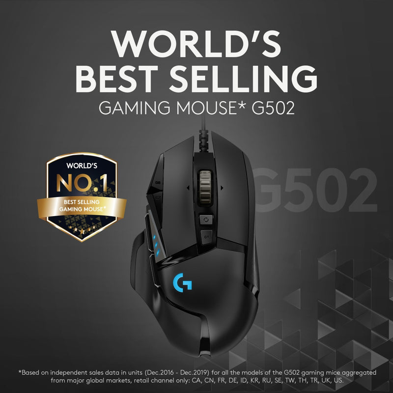 Load image into Gallery viewer, Logitech g502 hero high performance gaming mouse (zwart, 100 - 25.600 dpi, rgb leds)
