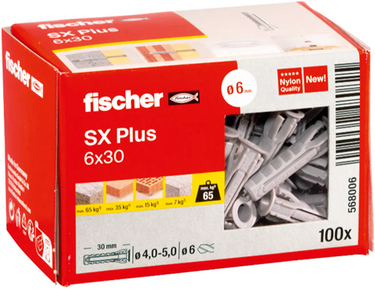 Fischer plug sx plus 6x30 – universeelplug – ø6 mm – 100 stuks