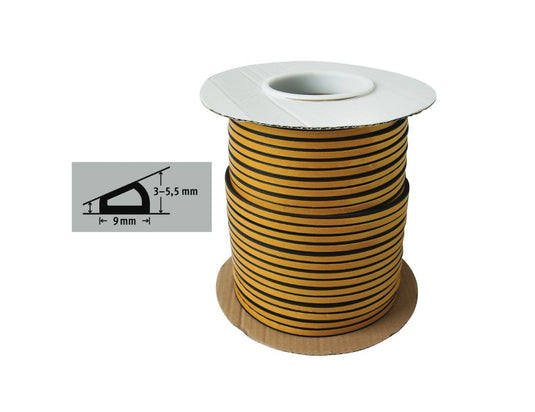 Fix-o-moll tochtband - d profiel - 100m x 9 mm - 3-5.5mm - zwart