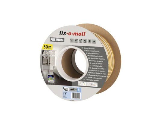 Fix-o-moll tochtband - e profiel - 50m x 9 mm - 2-3.5mm - wit