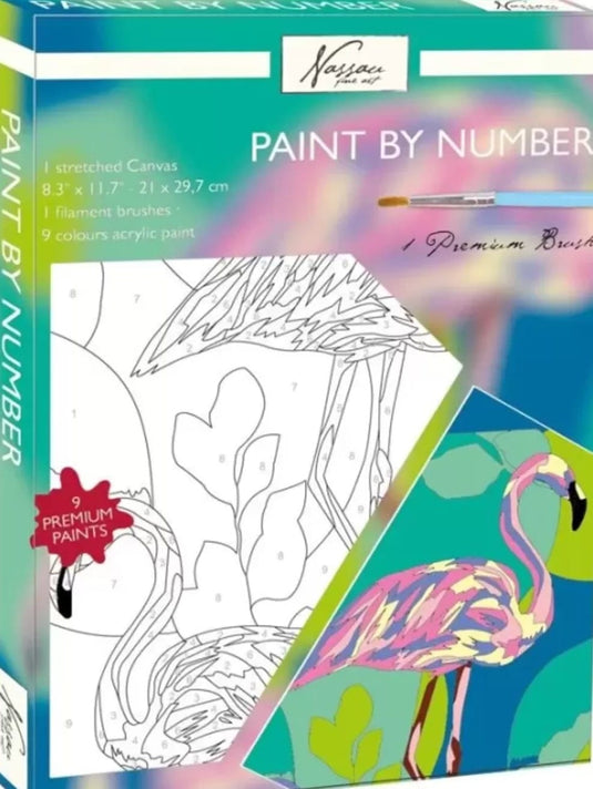 Bongers speelgoed schilderen op nummer op een canvas doek, flamingo