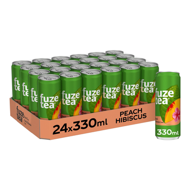 Fuze tea black peach hibiscus blik sleek (24x 33cl)