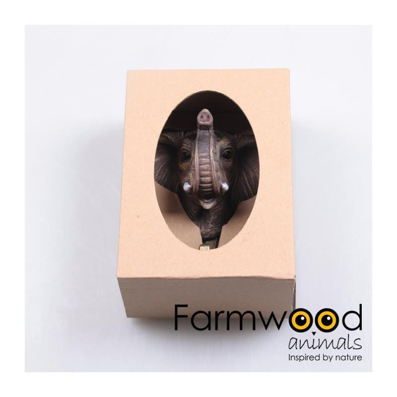 Afbeelding laden in galerijviewer, Farmwood animals kapstok haak hook'd! olifant 6,5x9x11cm
