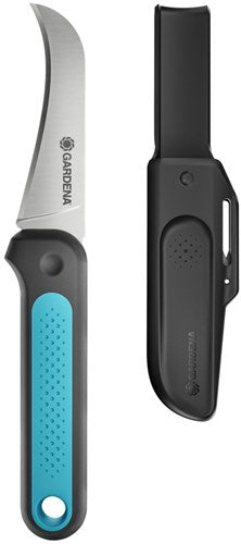 Gardena veggiecut mes (grijs turquoise, incl. riemholster)