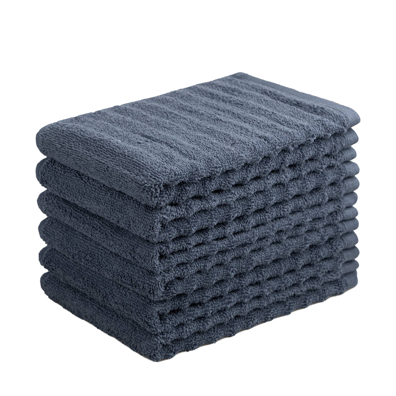 Afbeelding laden in galerijviewer, Gastendoekjes wave jeans blauw 6 stuks
