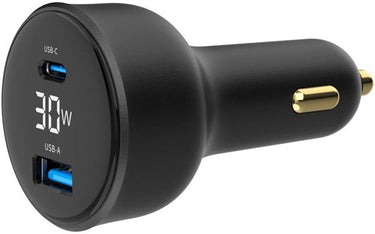 Enzo gembird usb + usb-c autolader | 30w | zwart | status lcd - 9540114