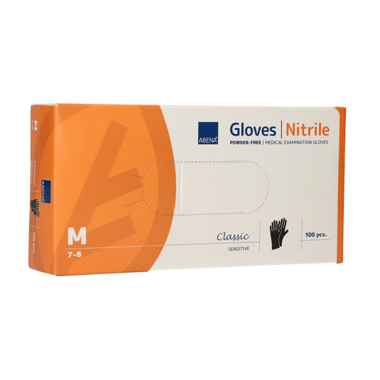 Abena poedervrije nitrile handschoenen maat medium 100 stuks zwart
