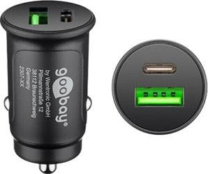 Load image into Gallery viewer, Enzo goobay usb autolader usb-c en usb-a 12v-24v 3a zwart - 9540129
