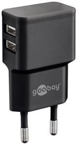 Load image into Gallery viewer, Enzo goobay usb lader haaks dubbel 2,4a zwart - 9550140
