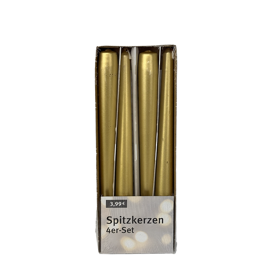 Gotische kaars goud 245 24mm 4 stuks