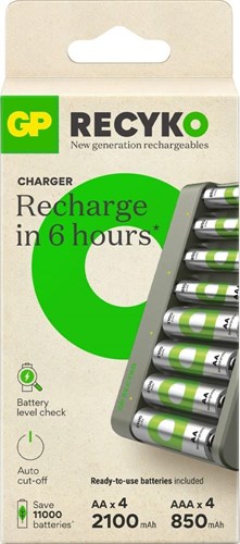Gp batterijlader usb 6h met 4xaaa en 4xaa batterij - 3503068